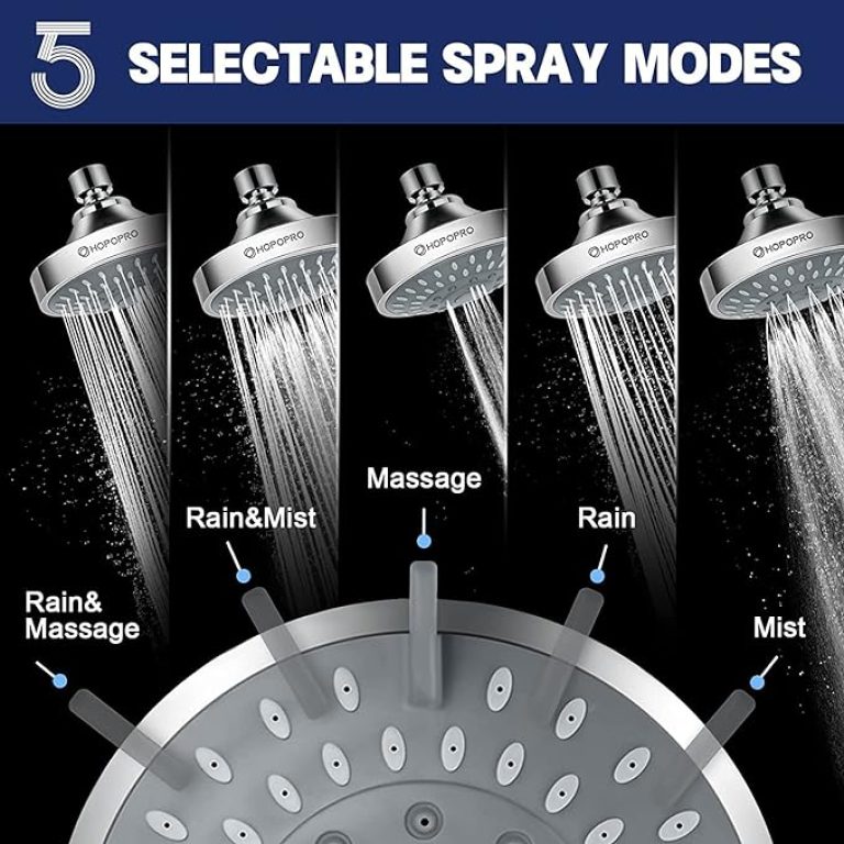 7 Settings of HOPOPRO NBC News Recommended 5 Modes High Pressure Shower Head 4.1 Inch High Flow Fixed Showerheads Bathroom Showerhead for Luxury Shower Experience Even at Low Water Pressure