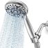 All Metal Low Flow Handheld Shower Head with Hose and Brass Holder – Polished Chrome – Water Saving 1.75 GPM Detachable Showerhead – 6ft Flexible Hose & Adjustable Bracket